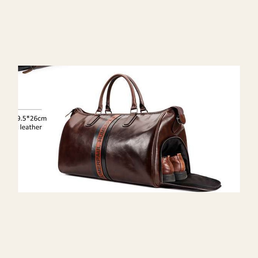 Leather travel duffel